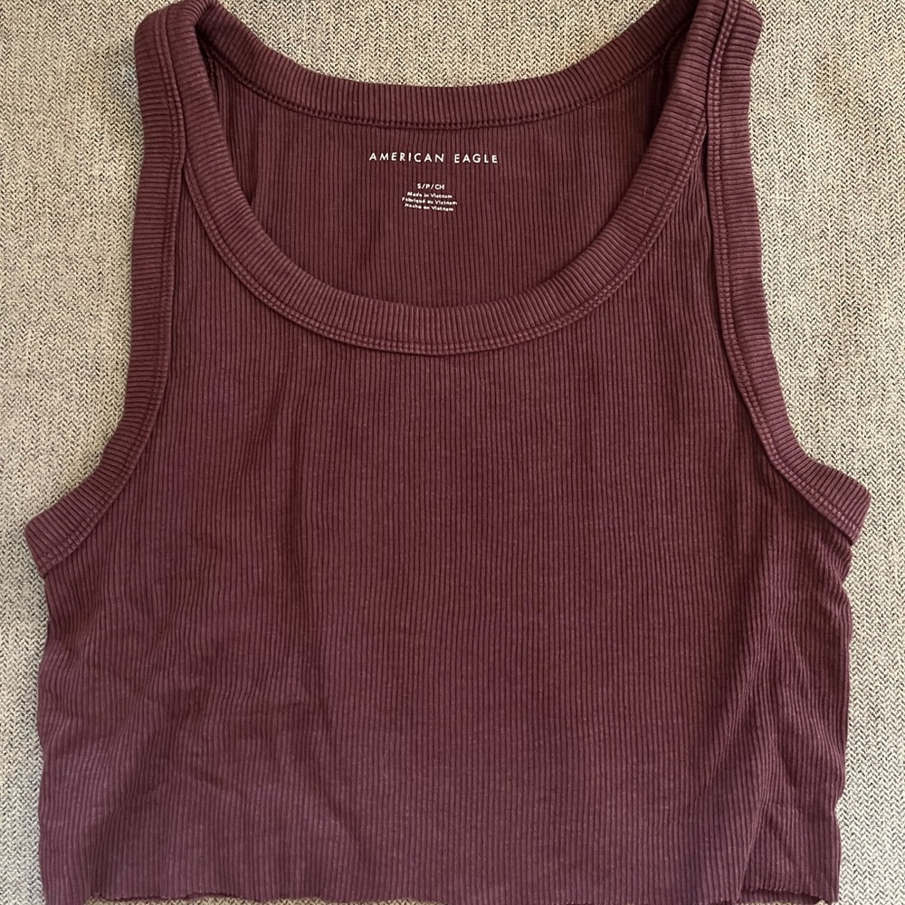 American Eagle Outfitters Ribbed Tank Top - Deep Purple